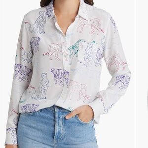 Rail’s Kate Wildcat Print Button-Up Silk Blouse